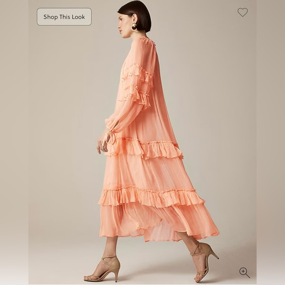 J. Crew tiered ruffle Orange Maxi dress - Picture 2 of 13